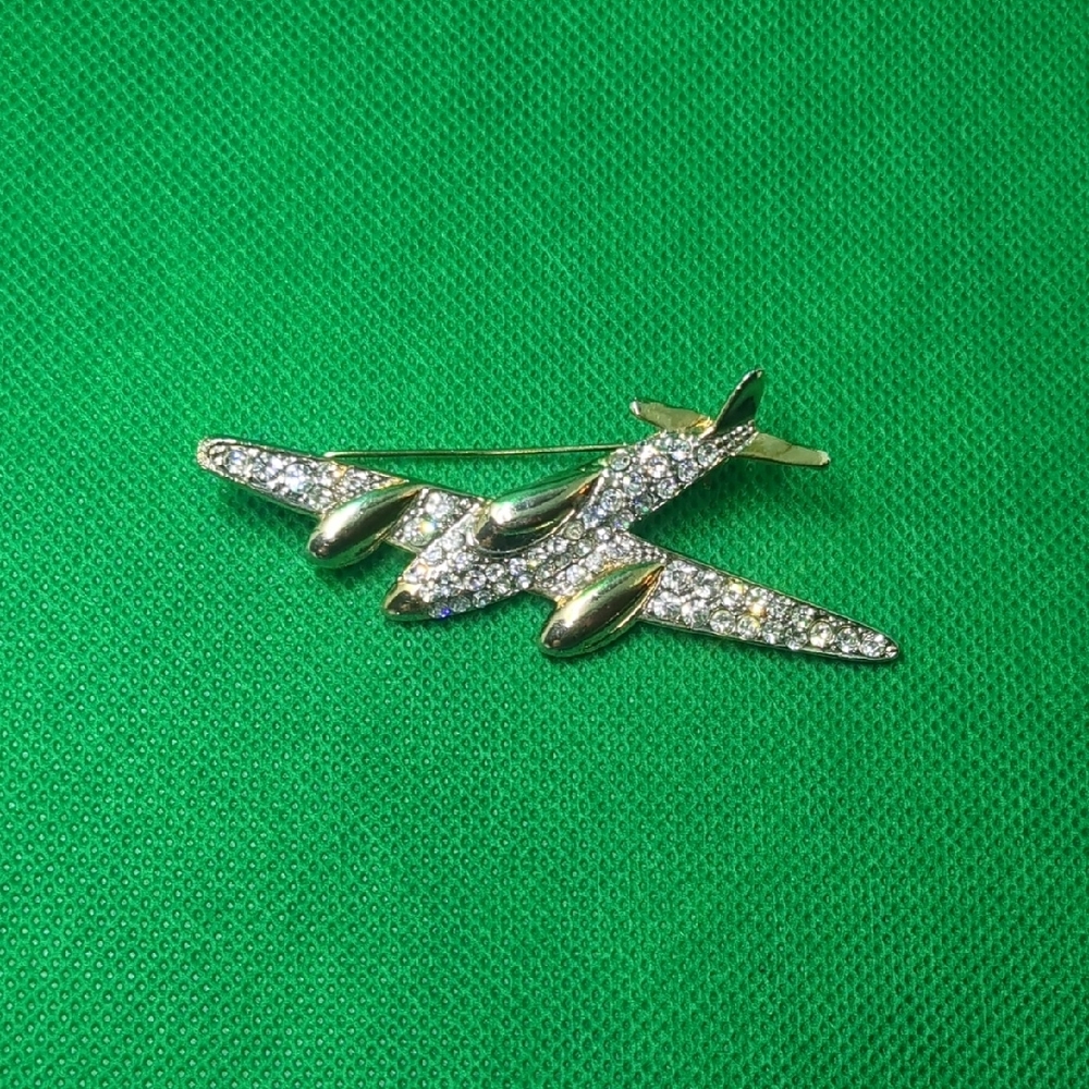 Gold and Silver Vintage Airplane Brooch